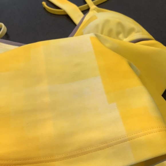 Under Armour Yellow Pixel Ombré Athlettic Tankini Swimsuit Top Halter Tie Dye - Picture 8 of 14